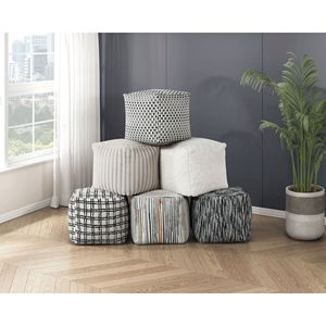 Pouf Ottomano Moderno Multicolore in Tessuto, Sedia a Sacco Antiscivolo da Pavimento, 1 Pezzo - Product Image 5