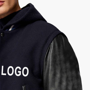 Chaqueta Varsity de Invierno con Diseño Geométrico de Animales, Impresión por Transferencia Térmica en la Parte Delantera, Impermeable, Reversible, de Lana y Cuero, Fabricante OEM - Product Image 5