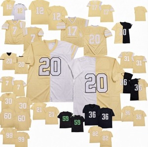 Maillot de football américain respirant jaune clair personnalisé avec nom du joueur, imprimé par transfert thermique, 100 % polyester, maille, col en V, manches courtes - Product Image 1