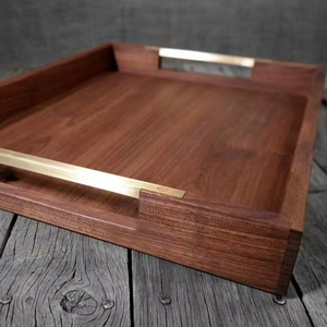 ถาดไม้ทำมือพร้อมขาโลหะ ถาดไม้ตกแต่งสำหรับใช้ในบ้านและโรงแรม จากซัพพลายเออร์อินเดีย ขายส่ง - Product Image 1