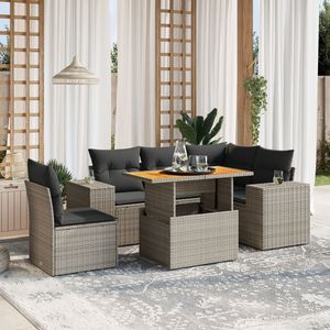 Set Divano da Giardino in Rattan Grigio 6 Posti Resistente alle Intemperie Arredamento da Esterno Design Contemporaneo - Product Image 1