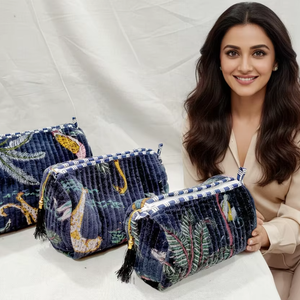 Ensemble de trousses de toilette en velours matelassé, sacs à maquillage pour cosmétiques, cadeau d'anniversaire ou de mariage, sacs à fermeture éclair - Product Image 2