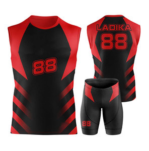 Conjunto de Singlet de Lucha Libre sin Mangas para Hombre Ladika, Negro y Rojo, Uniforme Ajustado que Absorbe la Humedad, para Todas las Estaciones, Estampado Sublimado para Adultos - Product Image 1
