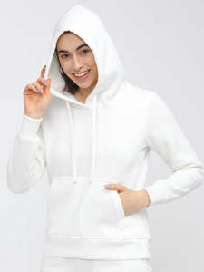 Sudadera Blanca para Mujer, Manga Larga, Color Sólido, Tejido de Algodón, Transpirable, para Otoño - Product Image 3