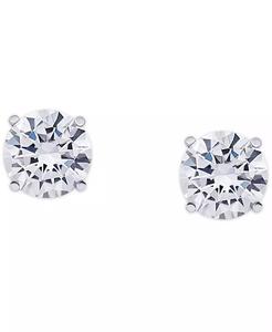 Orecchini rotondi con zirconi in piastra d'argento, 3 ct. T. w. | Del primato - Product Image 1