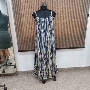 Women's Boho Floral Printed Silk Viscose Polyester Woven Loose Silhouette Floor-Length <b>Dress</b> Spaghetti Strap Regular Fit Casual - Product Image 2