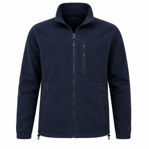 High Quality <b>Men</b> Fleece <b>Jacket</b> Full Zip Stand Up Collar Zipper Pockets Outdoor Soft Warm Outerwear Custom Polar Fleece <b>Jacket</b> - Product Image 1
