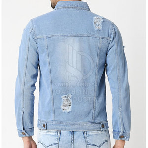 Veste en jean unie pour homme, 100 % coton, avec logo frontal, respirante, écologique, style streetwear décontracté, tricotée de haute qualité - Product Image 6