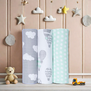 100% Organic Muslin Cotton Swaddle <b>Blankets</b> with Custom Printed Solid Color Single Layer GOTS Certified Muslin Gauze Swaddle - Product Image 2