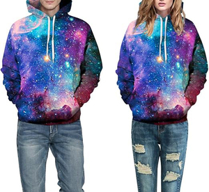 Sudadera con Capucha Unisex con Estampado de Galaxia, Corte Regular, Informal, Transpirable, de Poliéster Tejido, Estilo Otoñal, Gran Venta - Product Image 1