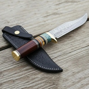 Cuchillo Bowie de Acero de Damasco Hecho a Mano con Mango de Madera, Cuchillo de Hoja Fija para Caza y Camping, Proveedor Mayorista, Regalo para Seres Queridos - Product Image 1