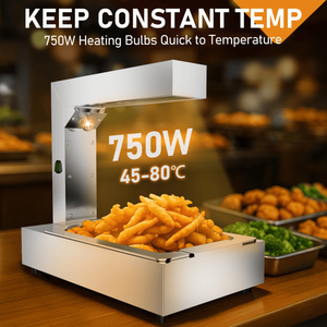 Scaldavivande Elettrico Orizzontale in Acciaio Inox, Standard USA 110V 750W, Manuale, Argento, per Catene di Fast Food - Product Image 5