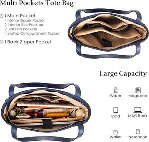 Bolso de Hombro Elegante y a la Moda, Bolso de Mano al por Mayor, OEM Personalizado, Bolso Tote de Cuero Vacuno Genuino para Mujer - Product Image 3