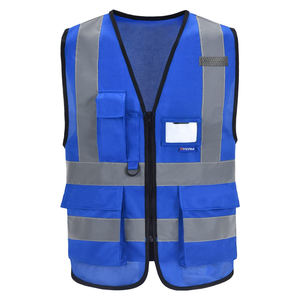 Gilet de sécurité réfléchissant avec poches, fermeture éclair, bandes réfléchissantes haute visibilité, plusieurs poches, gilet en maille haute visibilité pour hommes - Product Image 1