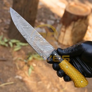 Custom Handmade Damascus Steel Chef <b>Knife</b> in Polished Blade Resin Handle <b>Sharp</b> Straight Edge Right Hand Professional - Product Image 2