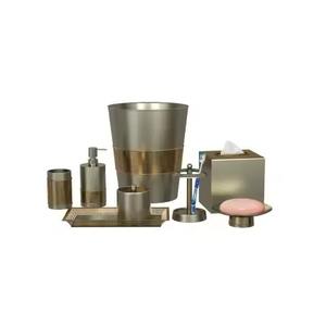 Decorative Stainless Steel <b>Bathroom</b> <b>Set</b> Tissue Holder <b>Soap</b> <b>Dispenser</b> Toothbrush Cup Waste Bin - Product Image 5