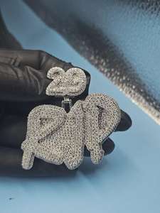 Hip Hop Charms <b>Pendant</b> Customized Luxury Jewelry Solid 925 <b>Silver</b> Iced Out VVS Moissanite Letter <b>Initial</b> Name Bail <b>Pendant</b> - Product Image 2