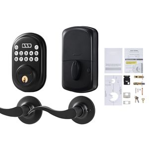"Wood Door Keyless Entry Lever <b>Lock</b> with Electronic Keypad and Auto-Locking Keypad" - Product Image 1