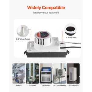 Pompa Automatica per Rimozione Condensa AC da 1/50 HP, 65 GPH con Sollevamento di 15 Piedi e Serbatoio da 1/2 Gallone, Interruttore a Galleggiante da 20 Piedi H - Product Image 6