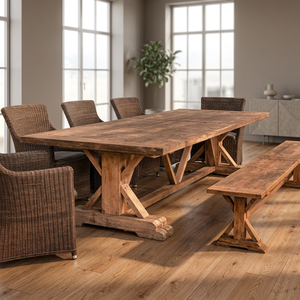 Outdoor Patio Dining Set Solid Wood <b>Table</b> Aluminum Frame <b>Chairs</b> Vietnam Factory Custom Size 4/6/8 Seat OEM ODM - Product Image 1
