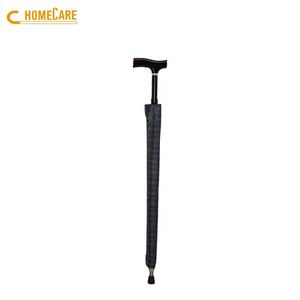 Bâton de marche en aluminium bleu OEM avec siège, parapluie, embout en caoutchouc et poignée en T - Product Image 5