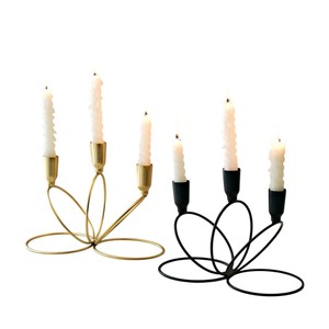 Porte-bougie moderne en métal noir à 3 bras, élégant chandelier en fer, centre de table pour la décoration de table, salon, maison et événements - Product Image 2