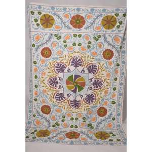 Lavinas Vintage Suzani Kantha Embroidered <b>Quilt</b> Handmade 100% Cotton Boho Bedspread <b>Throw</b> Blanket Eco-Friendly Washable - Product Image 1