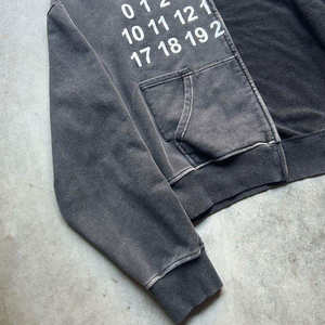 Sweat à capuche noir uni brodé délavé à l'acide, 100% coton French Terry, molleton épais 340 GSM pour l'hiver, numérique - Product Image 5