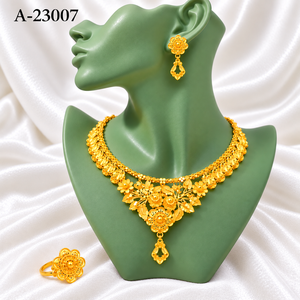 Gold Plated Copper Ethnic Indian <b>Choker</b> Necklace Earrings Engagement Anniversary <b>Women</b> Jewelry Set 23009 - Product Image 2