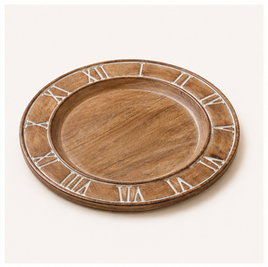Handcrafted Mango Wood Charger <b>Plate</b> with Embossed Roman Numerals Vintage Farmhouse Wedding Table <b>Decor</b> for Fine Dining Events - Product Image 3
