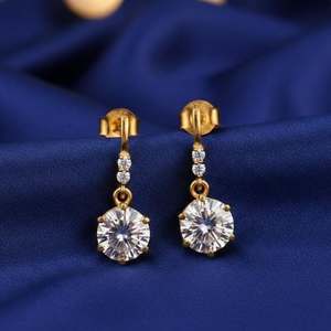 Pendientes de Moissanita, Plata de Ley 925, Chapados en Oro de 14K, Pendientes Colgantes Elegantes, Joyería Hecha a Mano, Regalo - Product Image 1