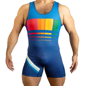 Blue Unisex Wrestling <b>Singlets</b> One Piece Bodysuit for Boxing <b>Weightlifting</b> Fitness PowerLifting Running Custom Brand - Product Image 1
