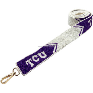 Custom TCU Beaded Waterproof Hook <b>Adjustable</b> Crossbody Shoulder <b>Strap</b> Vintage Eco-Friendly Durable Purple White Embroidery - Product Image 1