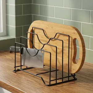 Étagère de rangement multi-niveaux pour cuisine, support pour casseroles, couvercles et ustensiles de cuisine, en métal, pour planches à découper - Product Image 6