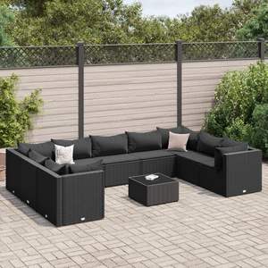 Ensemble de salon de jardin modulaire moyen en rotin PE noir - Product Image 1