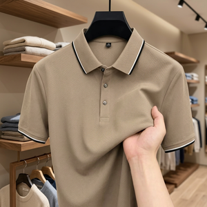 Men's Black for Shirt Short Sleeve Digital Printing Logo Breathable Casual Jersey Knitted Polyester/Cotton Solid Front Design - Product Image 5