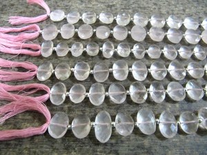 Cuentas de Cuarzo Rosa Natural en Forma Ovalada Briolette de 10x15mm, se venden por hebra de 10 pulgadas de largo - Product Image 4