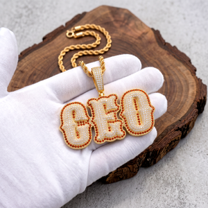 Pendentif personnalisé Hip Hop CEO avec lettres, entièrement pavé de micro-moissanites, en argent 925, vente en gros - Product Image 2