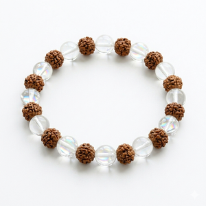Pulsera de Cuarzo Transparente Natural Auténtico y Rudraksha para Sanación Espiritual, 8mm, para Mindfulness y Paz, Regalos para el Hogar y Negocios, Venta al por Mayor - Product Image 1