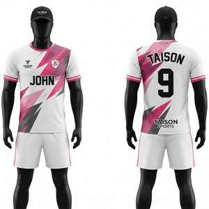 Ensemble de maillots de sport personnalisés pour hommes, uniforme de squash, polyester interlock premium 160 GSM, blanc avec panneau rose, impression par sublimation - Product Image 1