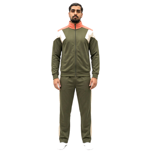 Survêtement Homme Vert Olive Bicolore Réversible Écologique 100% Polyester Streetwear Lourd Manches Longues Col Montant - Product Image 2