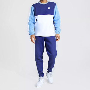 Conjunto Deportivo de Hombre Estilo Urbano, Cuello Redondo, Estampado con Bloques de Color, Tejido Grueso, Transpirable, Secado Rápido, 100% Algodón, con Capucha para Invierno - Product Image 3