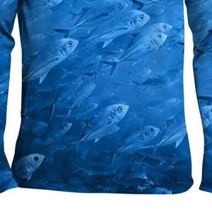 T-shirt de pêche pour homme personnalisé avec logo imprimé, 100 % polyester, col rond, service OEM personnalisé, couleur unie - Product Image 6