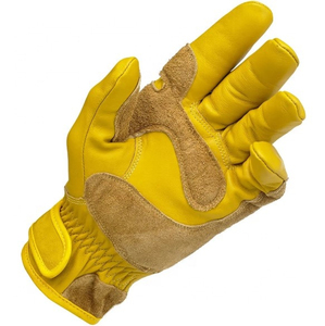 Yellow Leather Gloves With <b>Light</b> Brown Suede Leather <b>Panels</b> Motorbikes Gloves Racing Motorbike Leather Gloves - Product Image 6