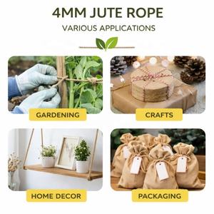 Corde torsadée en jute naturelle écologique 4 mm, cordon biodégradable résistant pour le jardinage, l'artisanat, la décoration, l'emballage, l'usage quotidien LMC GLOBAL - Product Image 5