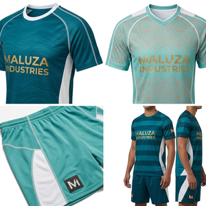 Tenue de football professionnelle imprimée, personnalisable avec couleurs d'équipe, logo et numéro, ensemble maillot et short, tissu à séchage rapide, protection UV, respirant - Product Image 6