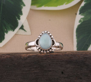 Bague de mariage classique en larimar naturel, taille poire brillante, en argent sterling 925, avec pierre bleue authentique, bijoux en gros - Product Image 5