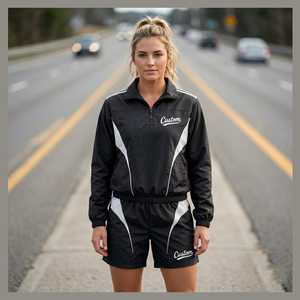 Custom Red <b>White</b> Sporty <b>2</b>-<b>Piece</b> Polyester Color Blocking Tracksuit Set Full Sleeve Stand Collar Breathable Pockets Unisex All - Product Image 5