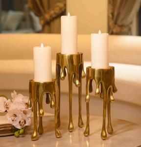 Golden <b>Drip</b> Design Brass <b>Candle</b> Stand Set for Home Decoration Wedding Use Heat Resistant - Product Image 2