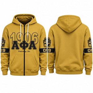 Sudadera con capucha y cremallera dorada para hombre, con letras griegas Alpha Phi Alpha 1906, estampado por sublimación, con bolsillo - Product Image 1